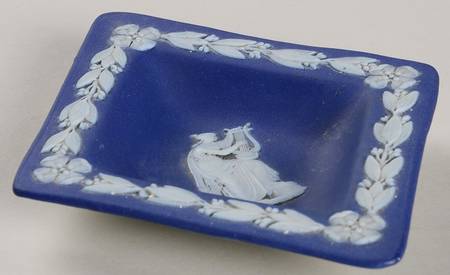 Cream Color on Wedgwood Blue Jasperware Small Diamond Shape Ashtray