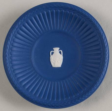 Cream Color on Wedgwood Blue Jasperware Round Fluted Compotier