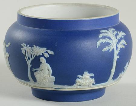 Cream Color on Wedgwood Blue Jasperware Open Sugar Bowl