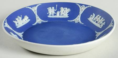 Cream Color on Wedgwood Blue Jasperware Saucer for Oversized Cup
