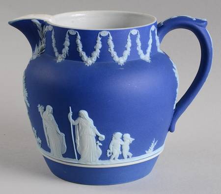 Cream Color on Wedgwood Blue Jasperware 16 Oz Dutch Sacrifice Jug by Wedgwood