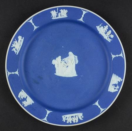Cream Color on Wedgwood Blue Jasperware Dessert/Pie Plate