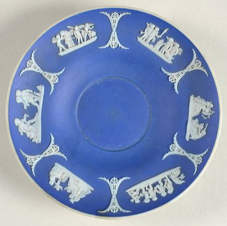 Cream Color on Wedgwood Blue Jasperware Saucer for Footed Cup