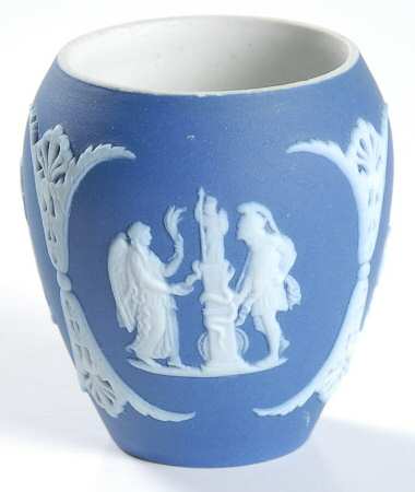Cream Color on Wedgwood Blue Jasperware Toothpick Holder