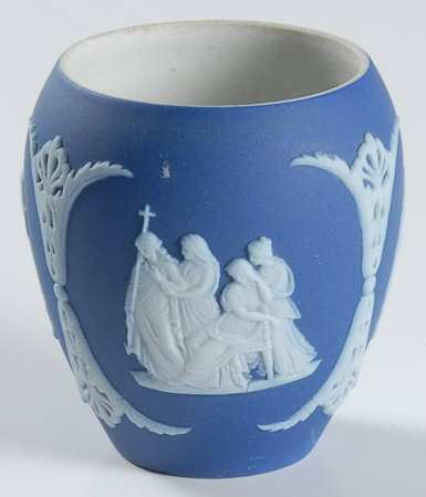 Cream Color on Wedgwood Blue Jasperware Toothpick Holder