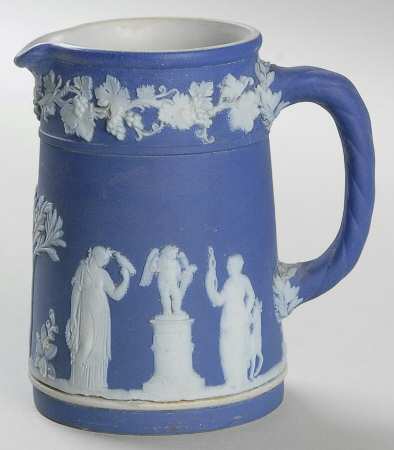 Cream Color on Wedgwood Blue Jasperware Small Trojan Jug by Wedgwood