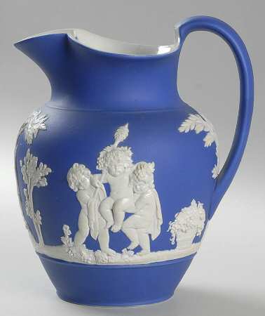 Cream Color on Wedgwood Blue Jasperware 40 Oz Club Jug
