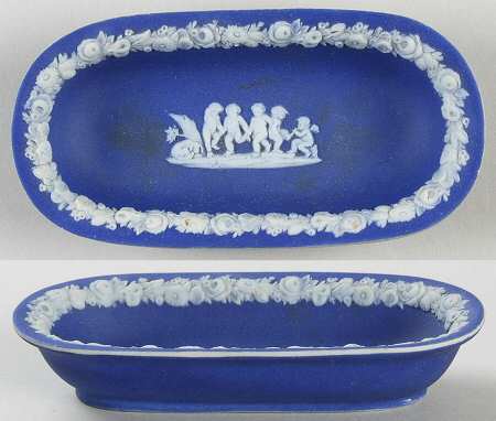 Cream Color on Wedgwood Blue Jasperware Pin Tray