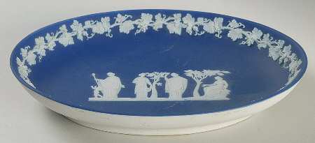Cream Color on Wedgwood Blue Jasperware Pen Tray