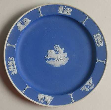 Cream Color on Wedgwood Blue Jasperware Dessert/Pie Plate