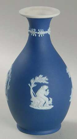 Cream Color on Wedgwood Blue Jasperware Arcadian Bud Vase