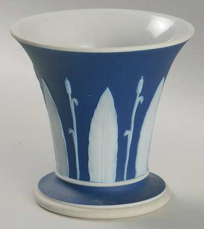Cream Color on Wedgwood Blue Jasperware Posey Pot