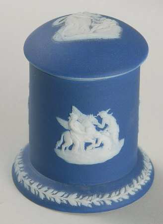 Cream Color on Wedgwood Blue Jasperware Match Box & Lid by Wedgwood