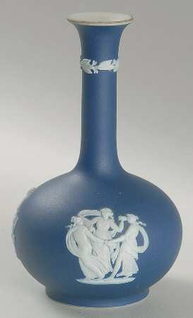 Cream Color on Wedgwood Blue Jasperware 5" Bud Vase