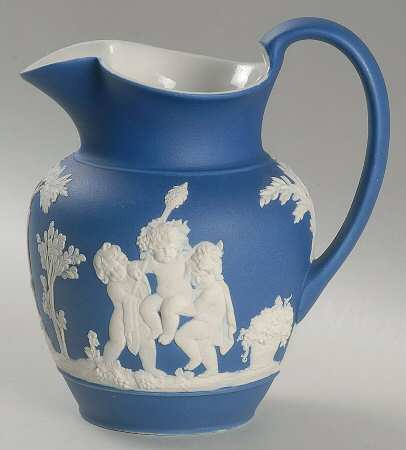 Cream Color on Wedgwood Blue Jasperware 14 Oz Club Jug