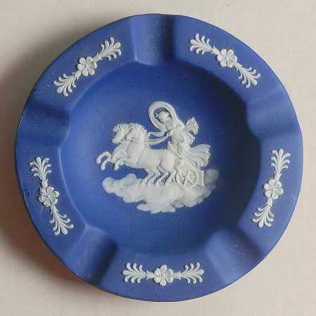 Cream Color on Wedgwood Blue Jasperware 4" Ashtray
