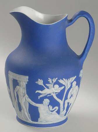 Cream Color on Wedgwood Blue Jasperware 46 Oz Jug