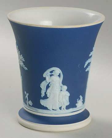 Cream Color on Wedgwood Blue Jasperware Posey Pot