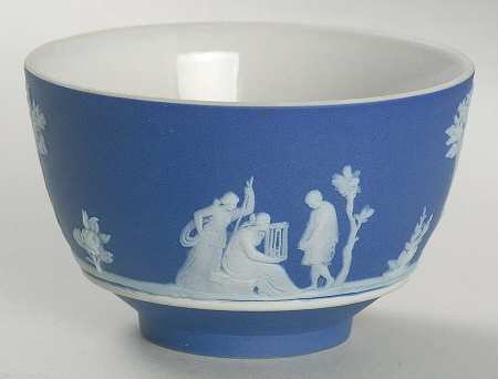 Cream Color on Wedgwood Blue Jasperware Mini Open Sugar Bowl