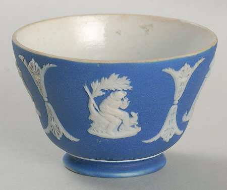 Cream Color on Wedgwood Blue Jasperware Mini Open Sugar Bowl