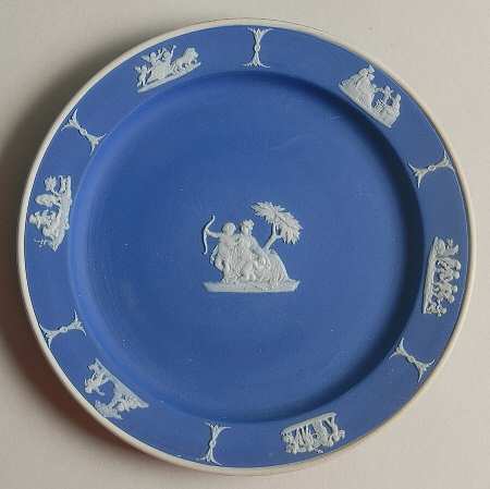 Cream Color on Wedgwood Blue Jasperware Dessert/Pie Plate