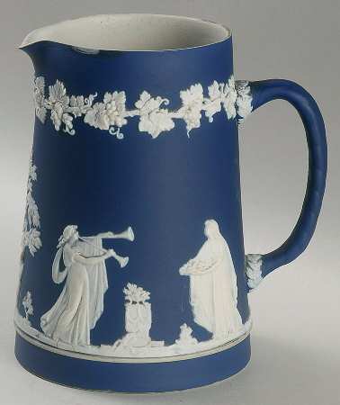 Cream Color on Wedgwood Blue Jasperware 28 Oz Jug
