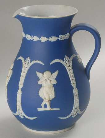 Cream Color on Wedgwood Blue Jasperware 40 Oz Jug