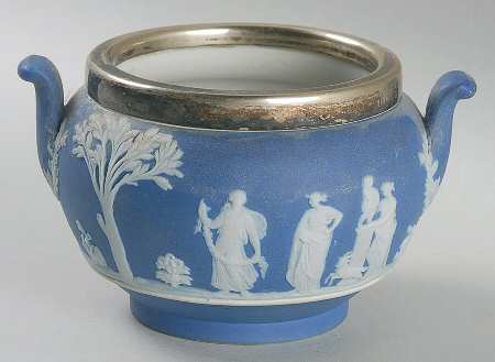 Cream Color on Wedgwood Blue Jasperware Mini 146 Shape Sugar Bowl No Lid