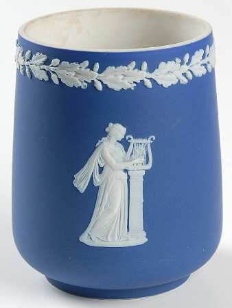 Cream Color on Wedgwood Blue Jasperware Round Cigar Cup