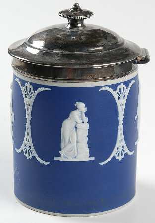 Cream Color on Wedgwood Blue Jasperware Hinged Cigarette Box