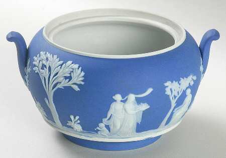 Cream Color on Wedgwood Blue Jasperware Sugar Bowl No Lid