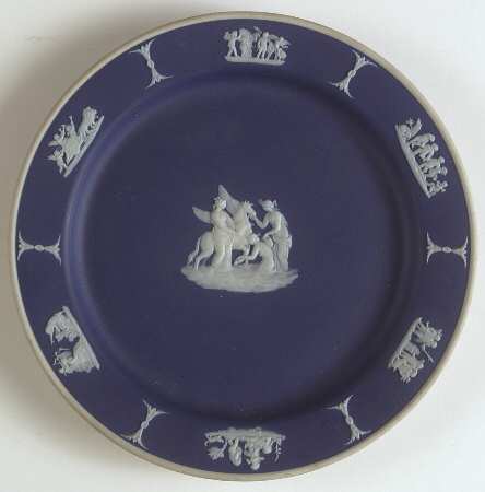 Cream Color on Wedgwood Blue Jasperware Dessert/Pie Plate