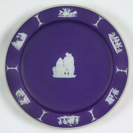 Cream Color on Wedgwood Blue Jasperware Dessert/Pie Plate