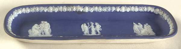 Cream Color on Wedgwood Blue Jasperware Pen Tray by Wedgwood
