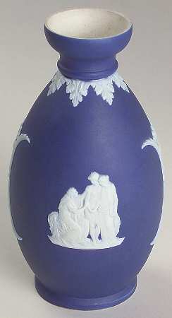 Cream Color on Wedgwood Blue Jasperware 5" Bud Vase