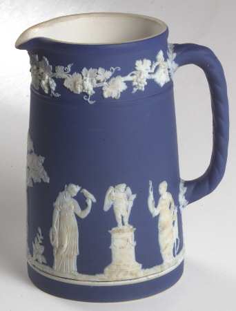 Cream Color on Wedgwood Blue Jasperware Medium Trojan Jug