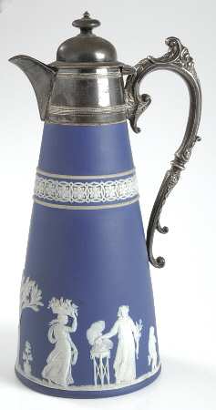 Cream Color on Wedgwood Blue Jasperware Claret Jug