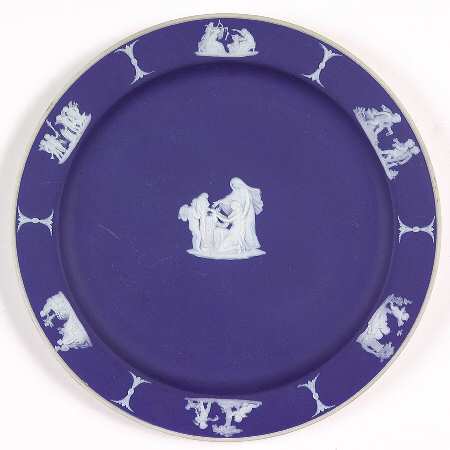 Cream Color on Wedgwood Blue Jasperware Salad Plate