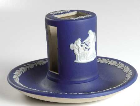 Cream Color on Wedgwood Blue Jasperware Match Box Holder