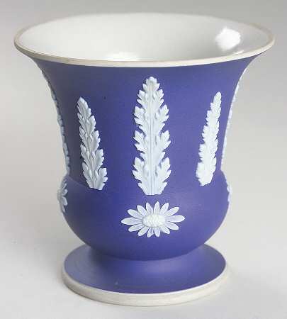 Cream Color on Wedgwood Blue Jasperware Posey Pot
