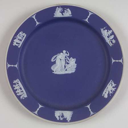 Cream Color on Wedgwood Blue Jasperware Dessert/Pie Plate