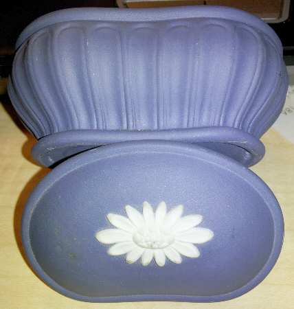 Cream Color on Wedgwood Blue Jasperware Flora Box & Lid