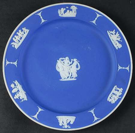 Cream Color on Wedgwood Blue Jasperware Salad Plate