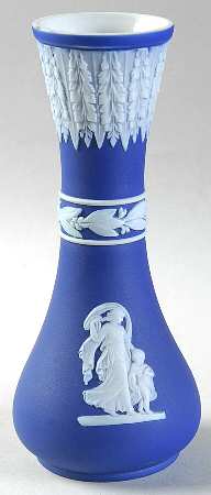 Cream Color on Wedgwood Blue Jasperware 6" Bud Vase