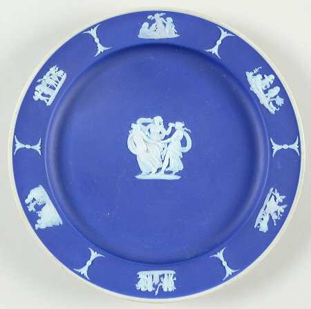 Cream Color on Wedgwood Blue Jasperware Dessert/Pie Plate