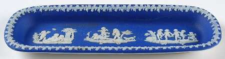 Cream Color on Wedgwood Blue Jasperware Pen Tray