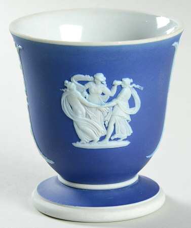 Cream Color on Wedgwood Blue Jasperware Posey Pot