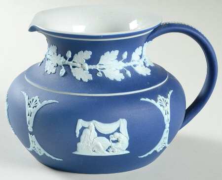 Cream Color on Wedgwood Blue Jasperware 16 Oz Bentley Jug