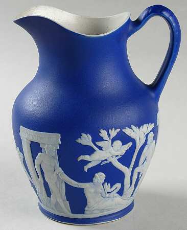 Cream Color on Wedgwood Blue Jasperware 20 Oz Jug