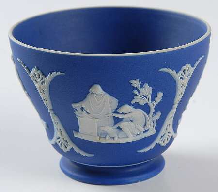 Cream Color on Wedgwood Blue Jasperware Cup No Handle